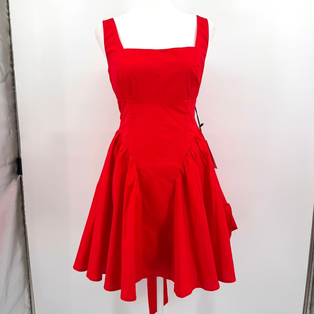Crystal Sky Red Fit and Flare Mini Dress Basque Waist Large NEW Cocktail Event